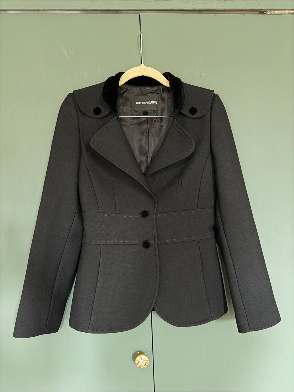 Emporio Armani Double-Breasted Blazers black wool women size 36 Xs
